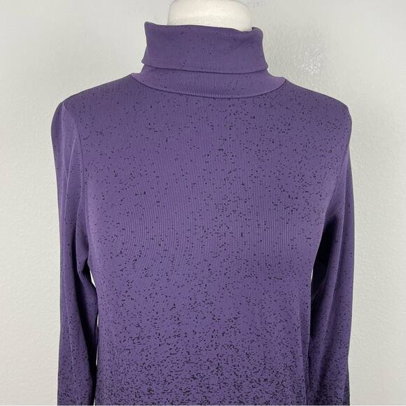 Athleta Purple Black Ombre Ribbed Knit Turtleneck Sweater Medium - Picture 3 of 8